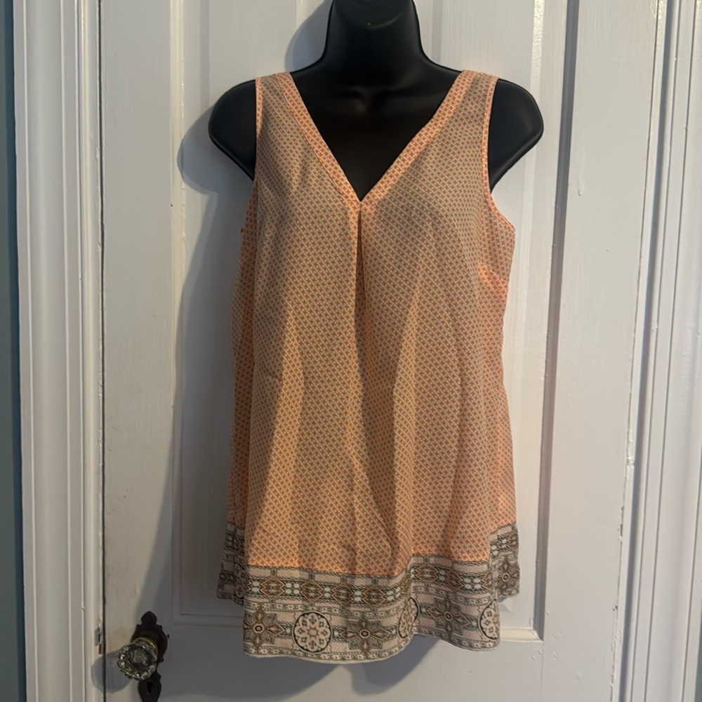 MATERNITY Old Navy Orange Tank Top with V-Neck and Silver Accents Size XS